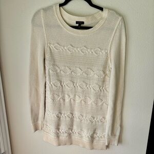 Women’s White Talbots Sweater 100% Cotton Long Oversized Size Small